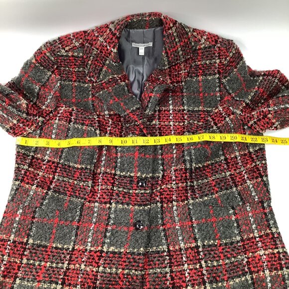 Fashion Bug Blazer 16W Women’s Red & Gray Plaid Tweed With Button Closure Office - Picture 5 of 9